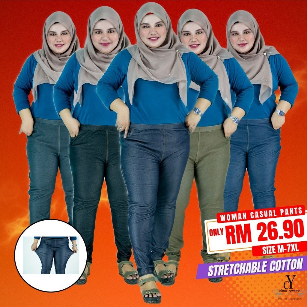CY 2546 PLUS SIZE WOMAN CASUA PANTS ขนาดใหญ่ / SELUAR SIZE BESAR PEREMPUAN / STRETCHABLE / MEMERI / 