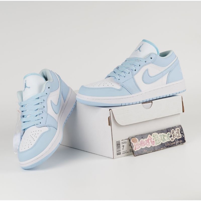 Sepatu Nike Air Jordan 1 Low Ice Blue White Blue