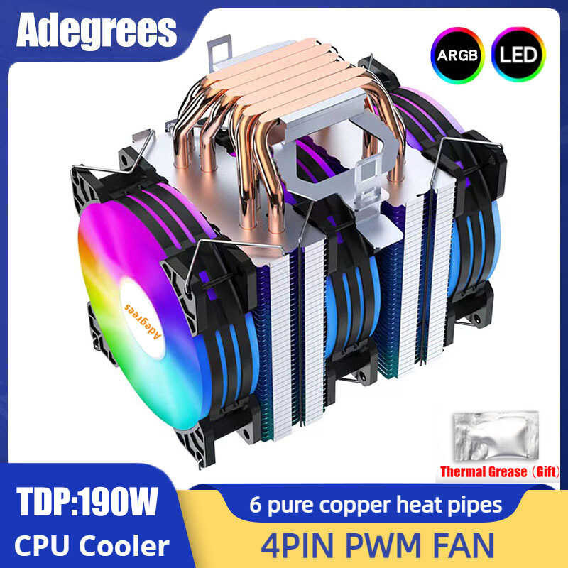 90Mm ARGB CPU Cooler 6 Heatpipes 4Pin PWM PC Processor Radiator For Intel LGA 1366 1151 1156 1700 20