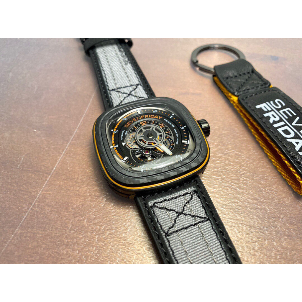 Seven_friday P3C/09 ใหม่ สายนาฬิกาข้อมือหนังวัว นําเข้า ขนาด 47×47 มม.