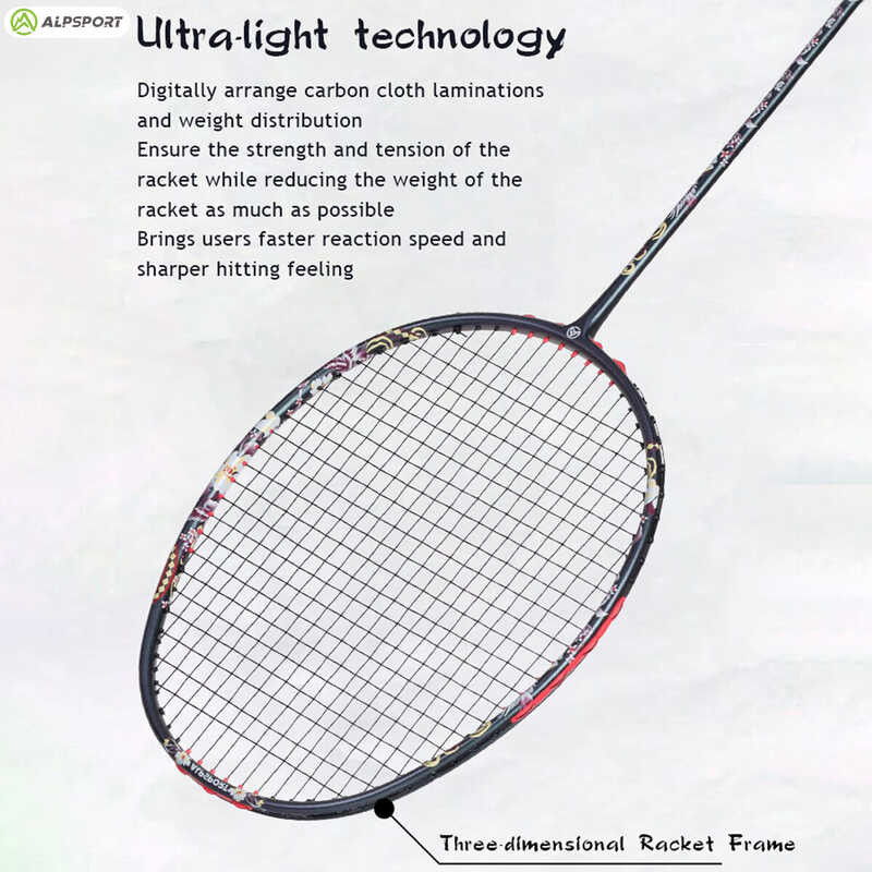 HQ 6u ALP Up To 32lbs Badminton Racket Official Authentic Flagship Ultra-light Full Carbon ALPSPORT 