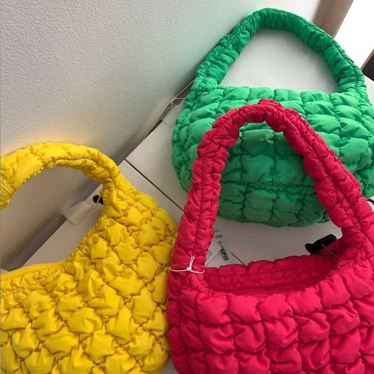 ❤ COS Ladies Quilted Shoulder Mini Cloud Pink 2023 Summer New Product Candy Color Underarm Bag