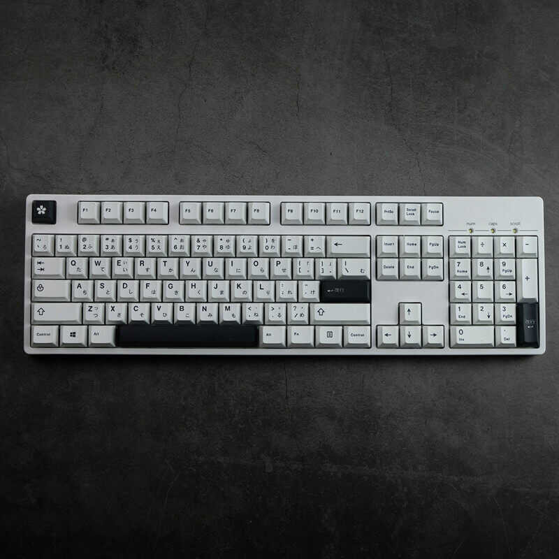 black 【Keycap Only】Minimalist and white Japanese keycap 125 Keys Cherry Profile PBT Dye Sublimati