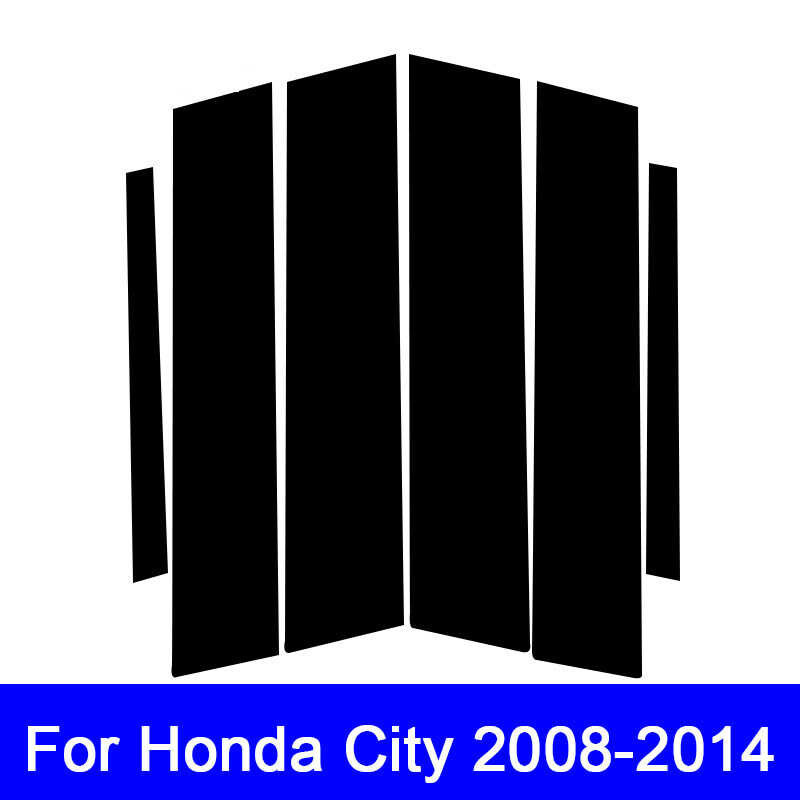 ❤ 6Pcs Glossy Black Car Door Window Center Column BC Pillar Post Sticker Trim Mirror Effect Decor