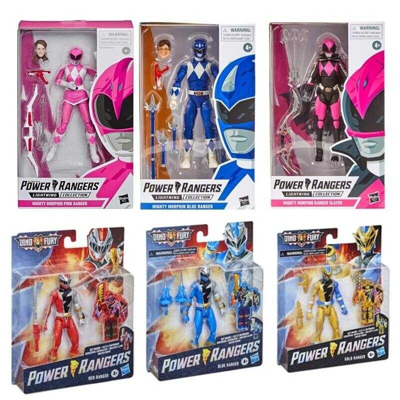 Red Power Rangers Blue Pink Boomtower Ranger 6 Inch Figure Toy With Dino Fury Key And Weapon Action