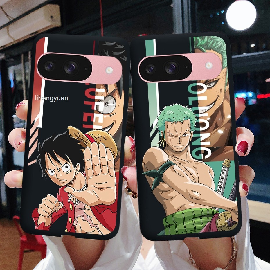 One Piece Google PIXEL 9 G2YBB GUR25 G1B60 กรณีสีดําซิลิโคนอ่อนนุ่มอะนิเมะแนวโน้มการออกแบบใหม่ยอดนิย