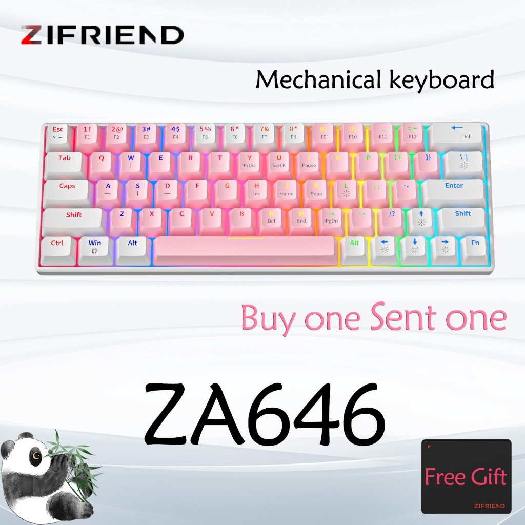 ในสต็อก ZINFRIEND ZA646 คีย์บอร์ดมินิแบบมีสาย USB ชุดคีย์บอร์ดและเมาส์แบบกลไกคอมพิวเตอร์