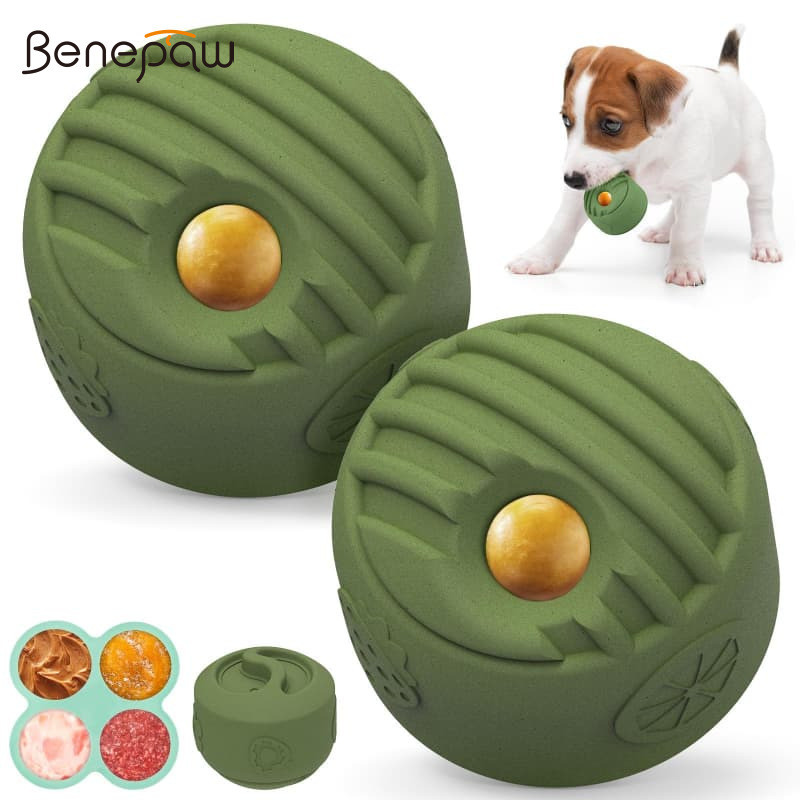 Benepaw Interactive ของเล่นสุนัขทนทานยาวนานเป็นมิตรกับสิ่งแวดล้อม Mint Squeaker บรรเทาทันตกรรมช้า Feeder Freezable Treat Dispenser สําหรับทุกขนาด
