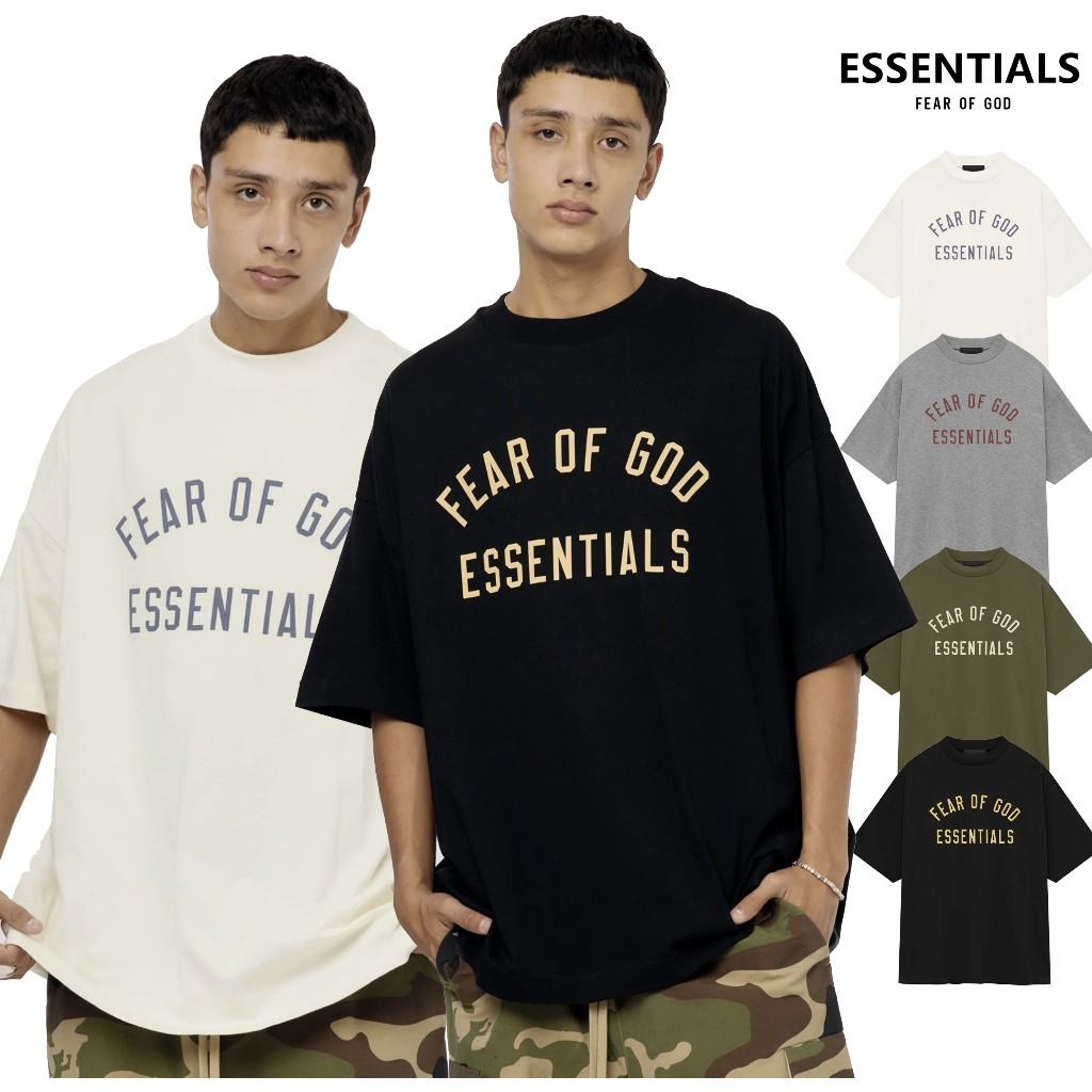 ♞,♘New เสื้อยืด Fear Of God Essentials แท้Jersey Crewneck Tee (FW24) [Back to school Collection] KU