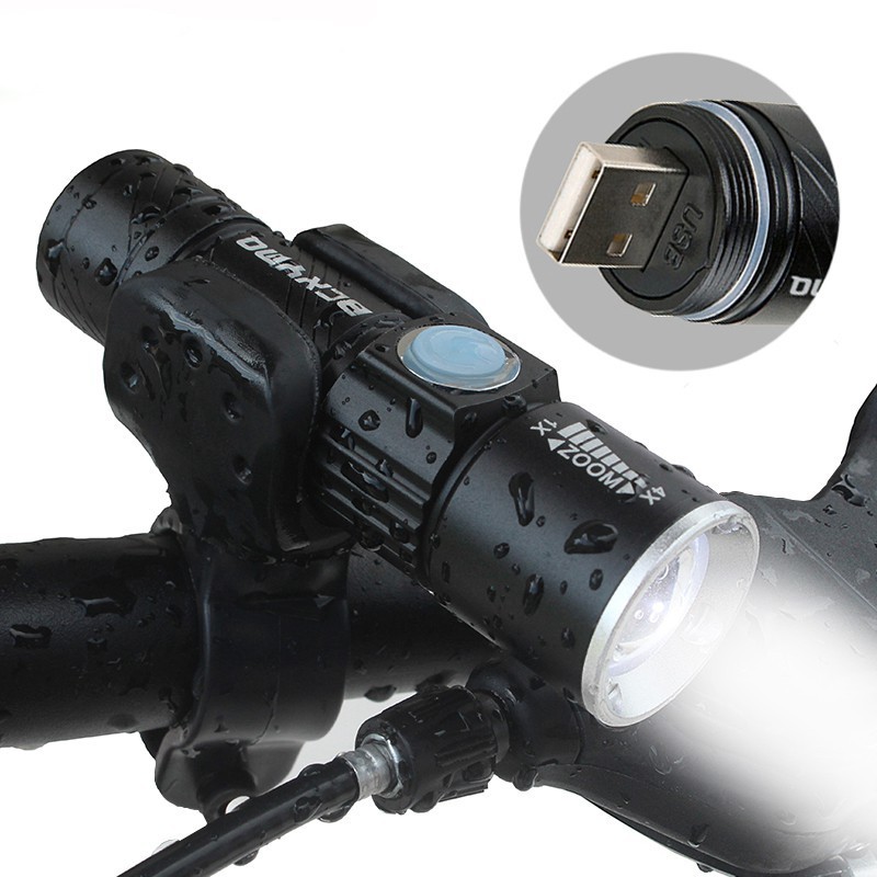 2000 Lumen USB โคมไฟ ชาร์จ Rechargeable Bicycle Light MTB Bike Light Waterproof ไฟฉายและอุปกรณ์ชาร์