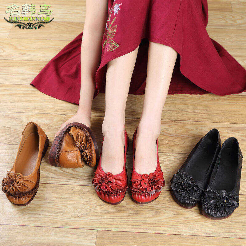 ❤ ❤ Women Loafers Mules Leather Shoes Casual Flat Shoes Korean Rubber Shoes For Women Sneakers Tee