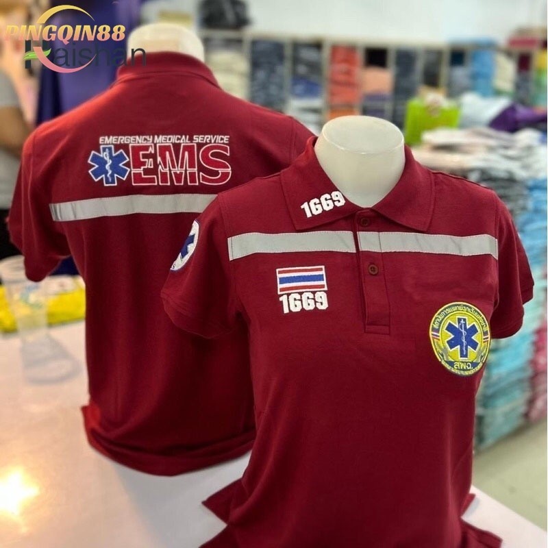 (รุ่นใหม่)เสื้อโปโล 1669 EMS กู้ชีพ กู้ภัย เนื้อผ้า TC ใส่แล้วไม่ร้อน