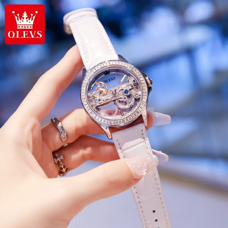 ใหม่นาฬิกากลไกกลวงชุดเพชรแบรนด์ Oris สำหรับผู้หญิงรุ่น Douyin สุดฮอตหรูหราเบานาฬิกาผู้หญิงที่เรียบง
