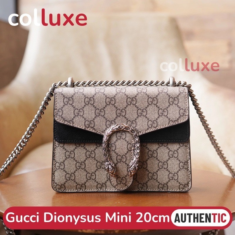 ♞,♘,♙กุชชี่ Gucci Dionysus Mini GG Supreme Shoulder Bag  กระเป๋าสะพายข้าง 20cm