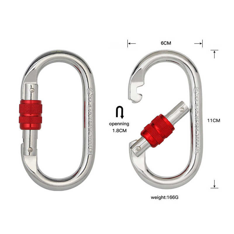 Outdoor Xinda Climbing Carabiner O-Shape สกรูล็อค Spring-Loaded Gate Hook 25Kn หัวเข็