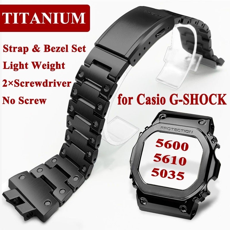 สายนาฬิกาข้อมือไทเทเนียม พร้อมเลนส์ไพลิน สําหรับ Casio G-SHOCK DW5600 GW-B5600 GWX-5600 Series