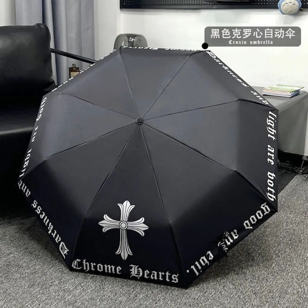 Chrome Hearts ร่ม Chrome Hearts แบรนด์อินเทรนด์ ร่มกันแดดคู่อัตโนมัติเต็มรูปแบบสําหรับผู้ชายและผู้หญิง, Street Wind, Ra