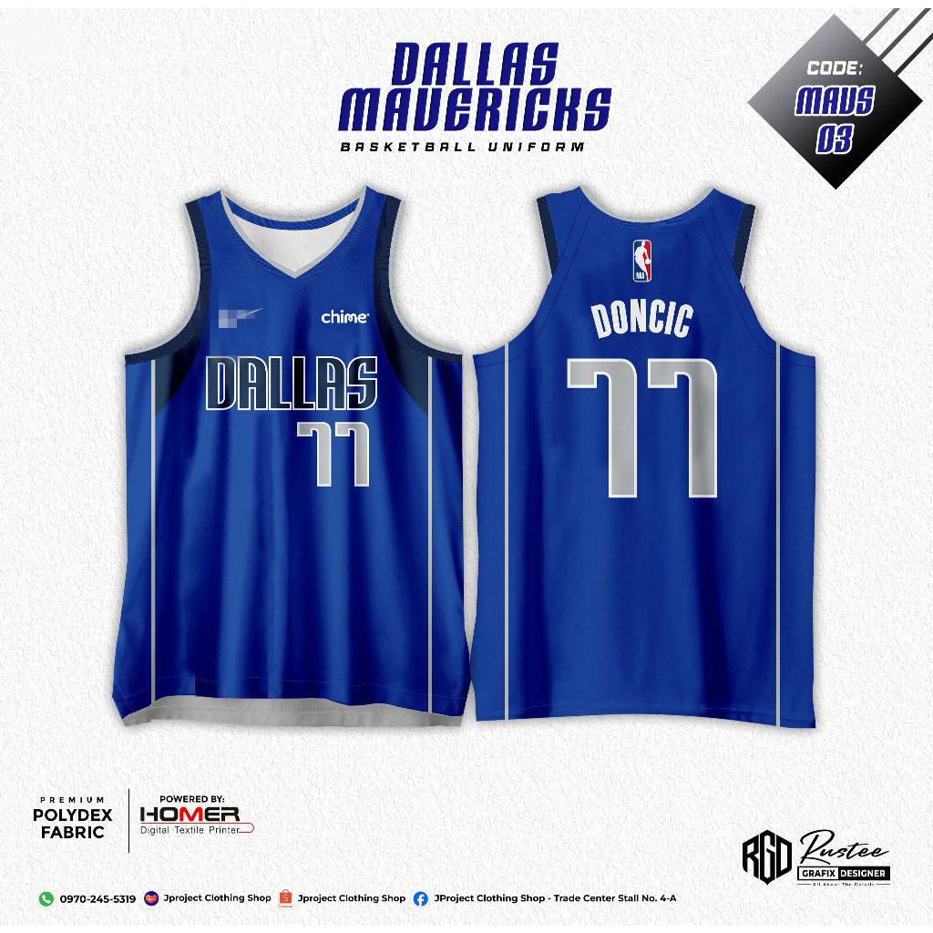 DALLAS MAVERICKS BASKETBALL UNIFORM FULL SUBLIMATION (DONCIC)