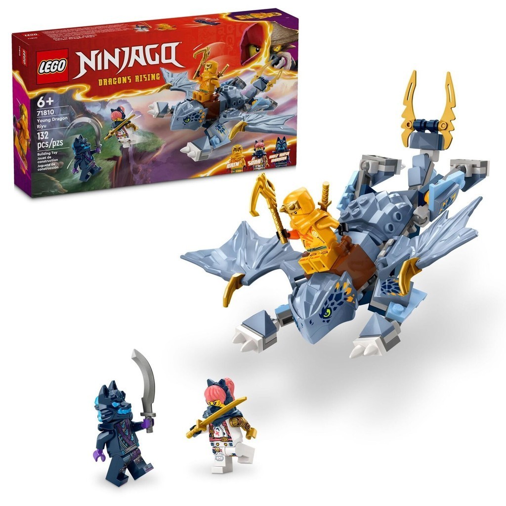 LEGO NINJAGO Young Dragon Riyu Playset with 3 Ninja Minifigures for Kids Buildable Ninja Toy Model A