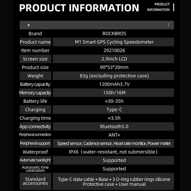 Bicycle CYCPLUS&ROCKBROS M1 Speedometer Wireless ANT+ GPS Computer Backlight Cadence Heart Rate Dis