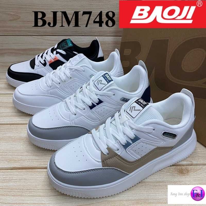 BJM (41-45) Baoji 748 รองเท้าผ้าใบชาย สีดำ/ขาว/ขาวน้ำเงิน/ขาวเ