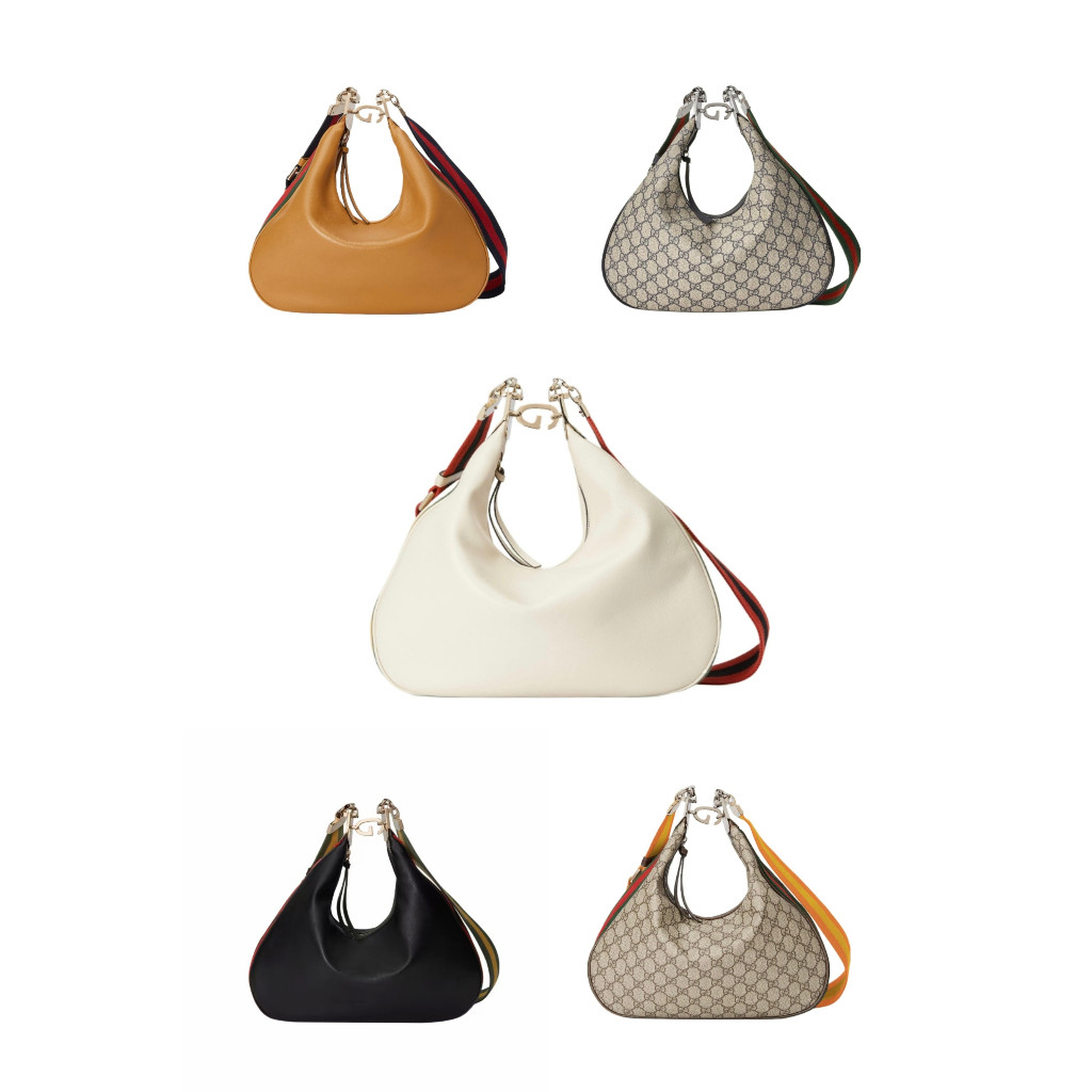 แท้ 100%/GUCCI/กระเป๋าผู้หญิง/Attache Crescent Leather/กระเป๋าสะพาย/กระเป๋าสะพายข้าง