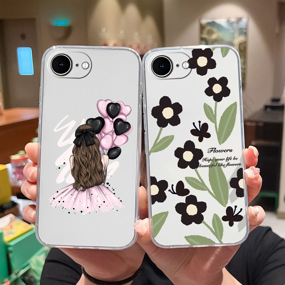 ใช้งานร่วมกับสําหรับ iPhone 17E เคสโทรศัพท์น่ารักดอกไม้ Soft Slim โปร่งใส TPU ซิลิโคนกันกระแทก Premium ป้องกัน