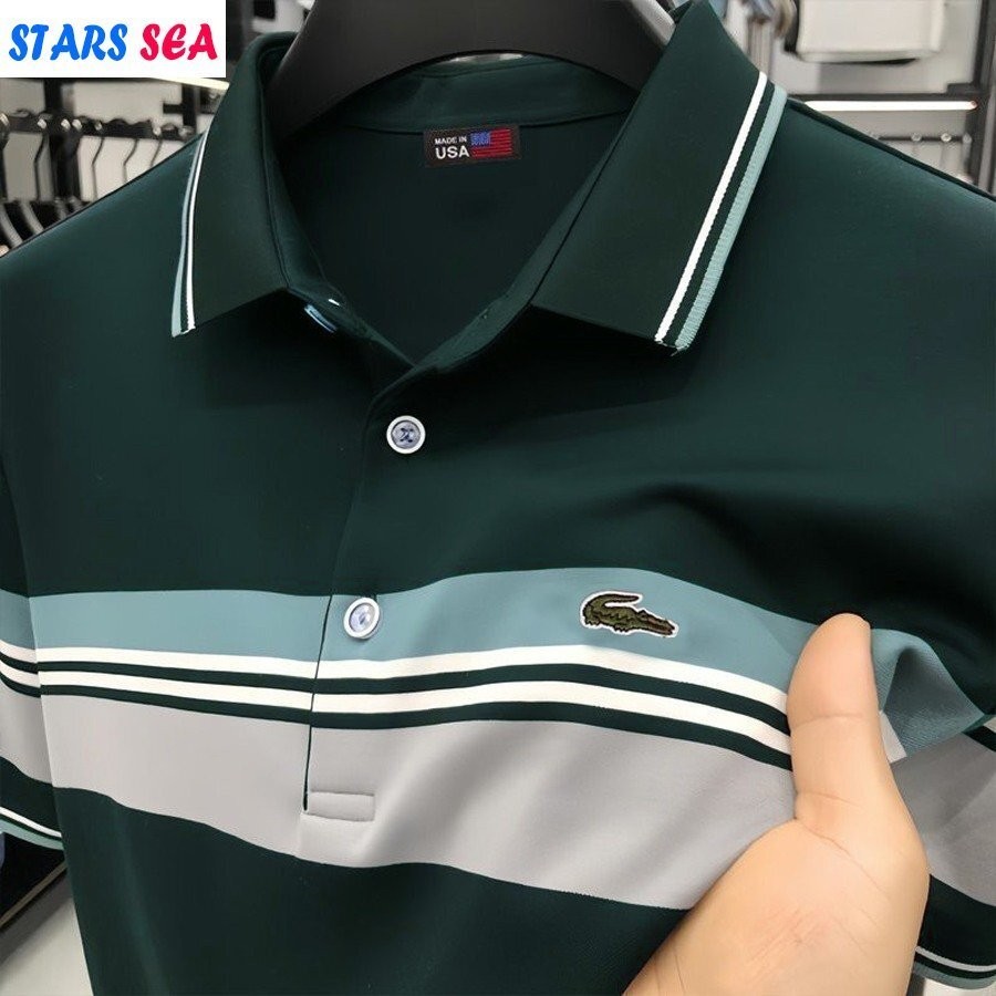เสื้อโปโล ผู้ชาย โปโลผู้ชายปักลายคุณภาพสูง - กรุณา369