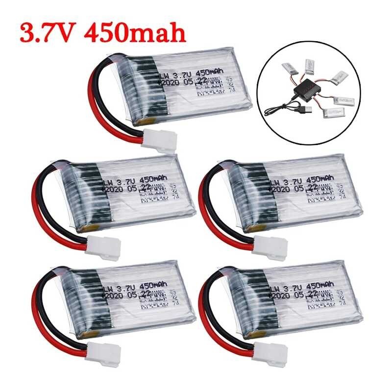 แบตเตอรี่ Lipo 35C 3.7V 450Mah และ X4ที่ชาร์จแบตเตอรี่ H107 H31 Ky101 E33c E33 U816a V252 H6c โดรน R