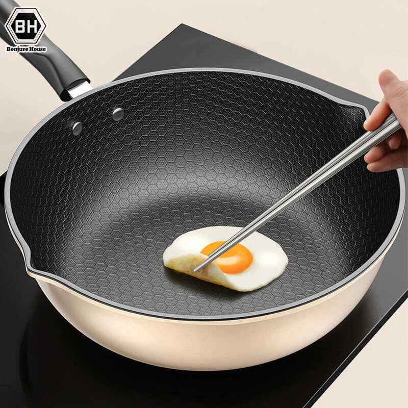 Honeycomb Wok, Non-Stick Pan, Household Wok, Induction Cooker, Special Pan, Pan, Gas, Gas Stove, S