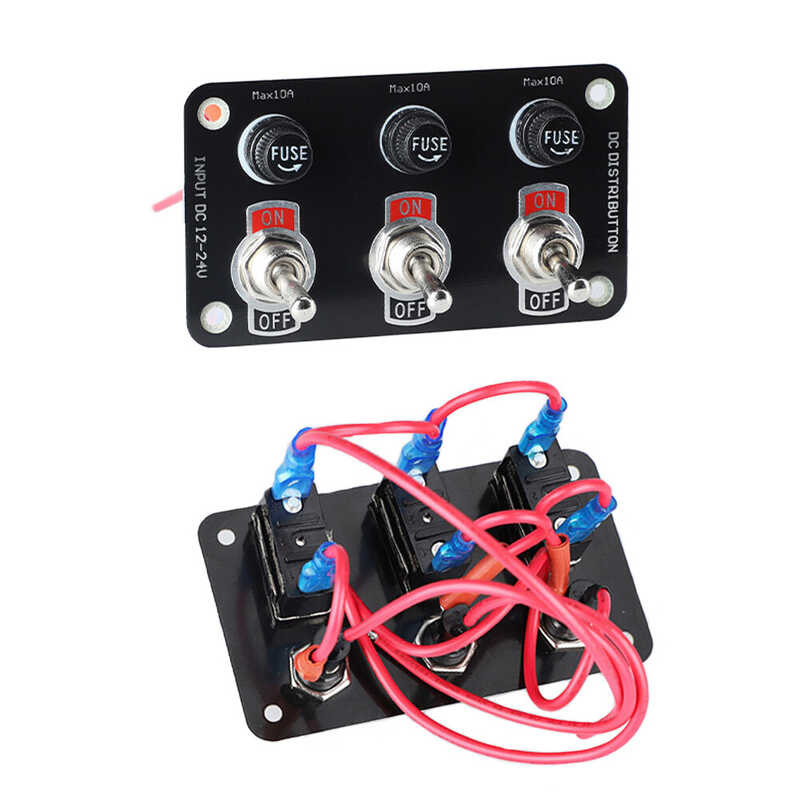 3 Racingcar Gang/6 Gang Toggle Switch Panel On/Off Rocker Toggle Switch With 10A Fuse Racing Cars R