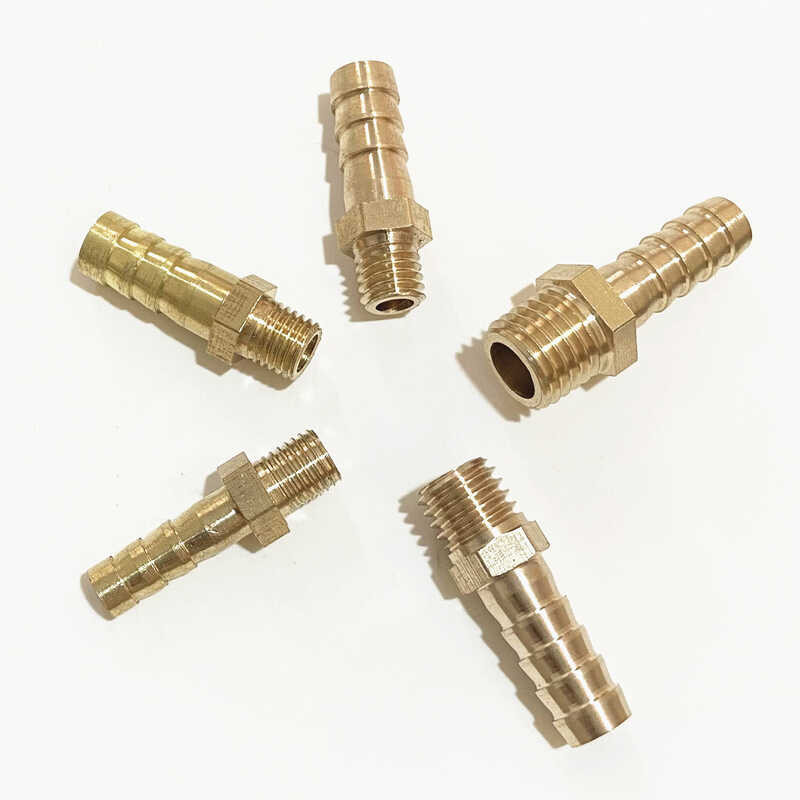5Pcs 6Mm 8Mm 10Mm Hose Barb To M8 M10 M12 M14 M16 Metric Male Thread Brass Hosetail Pipe Fitting Co