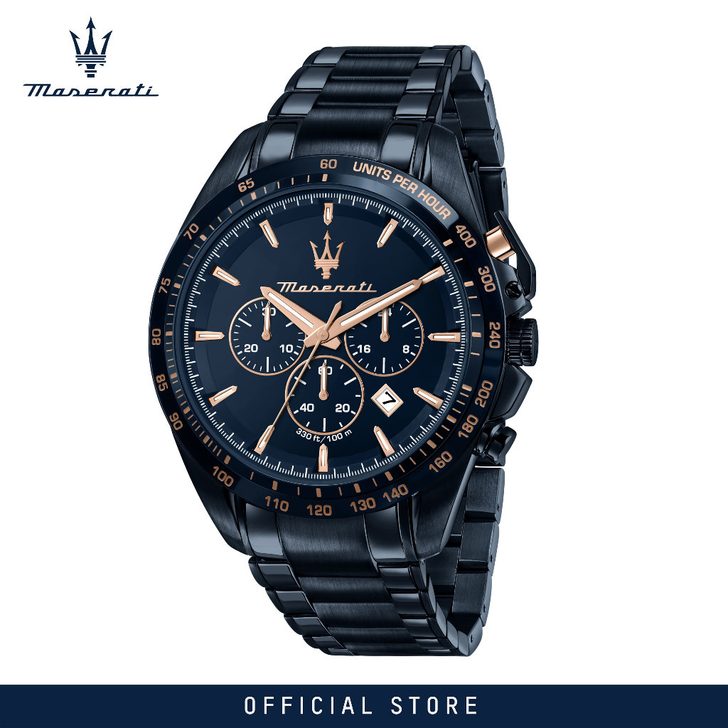 【2 Years Warranty】 Maserati Blue Edition 45mm Men's Quartz นาฬิกาข้อมือ Luminous Dial Hands R887361