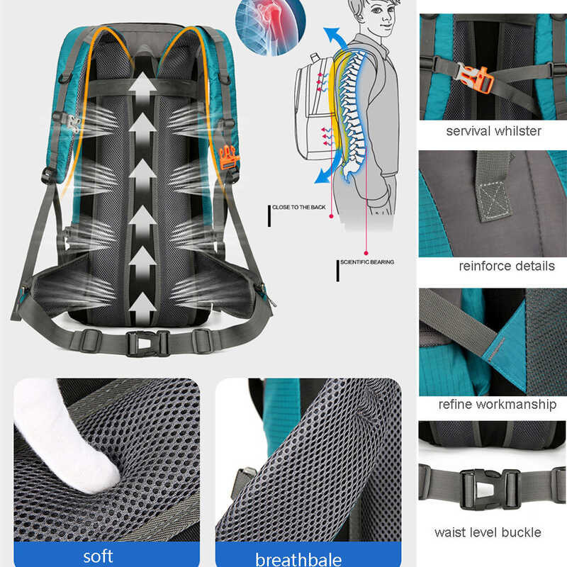 ➧ 50L 70L Nylon Camping Travel Bag With Rain Cover Outdoor Hiking Mountaineering Backpack Men Wom