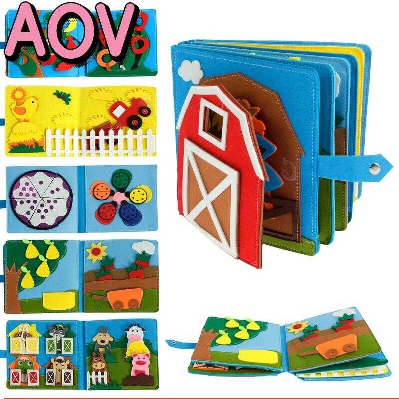 AOV Felt Activity Book For Toddlers Quiet Book Montessori 3D Felt Activity Book Colorful Baby Story