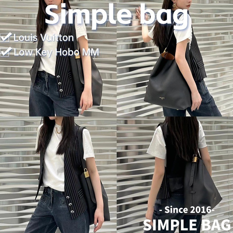 ♞,♘,♙24 New!!หลุยส์วิตตอง Louis Vuitton Low Key Hobo MM Shoulder Bag LV กระเป๋า