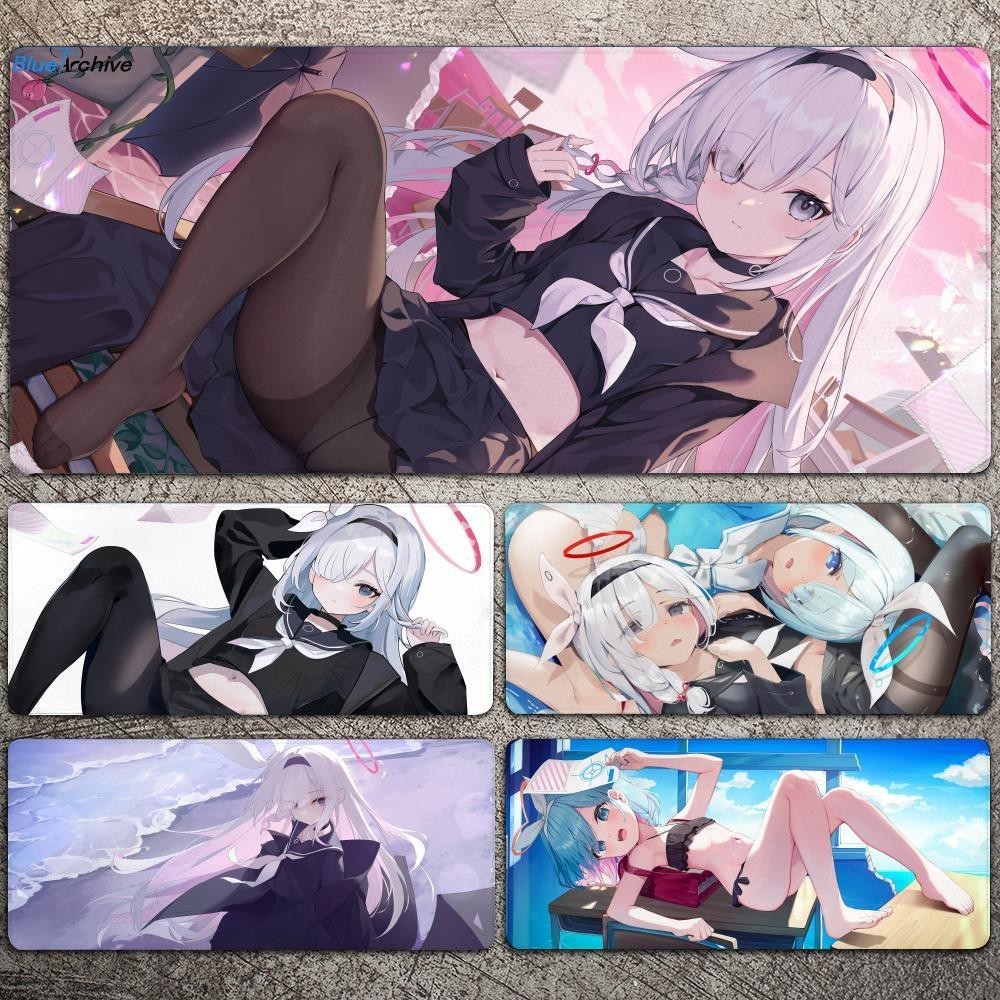Arona Blue Archive อะนิเมะสาวเซ็กซี่ Mousepad แผ่นรองเมาส์สําหรับเล่นเกมขนาดใหญ่ LockEdge หนาแป้นพิมพ์คอมพิวเตอร์โต๊ะโต๊ะ