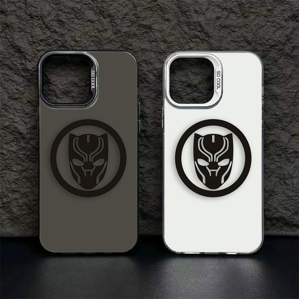 Black Panther Wakanda สําหรับ Forever LOGO Big Hole เลเซอร์ Matte เคสโทรศัพท์ Apple iPhone 15 15Plus