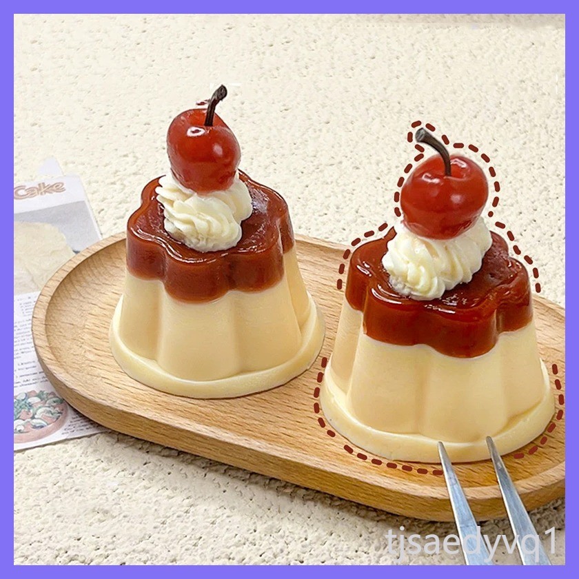 2024 Imitation Caramel Pudding Dessert Wet Squish Toy Kawaii Cherry Pudding TPR Soft Rubber Elastic
