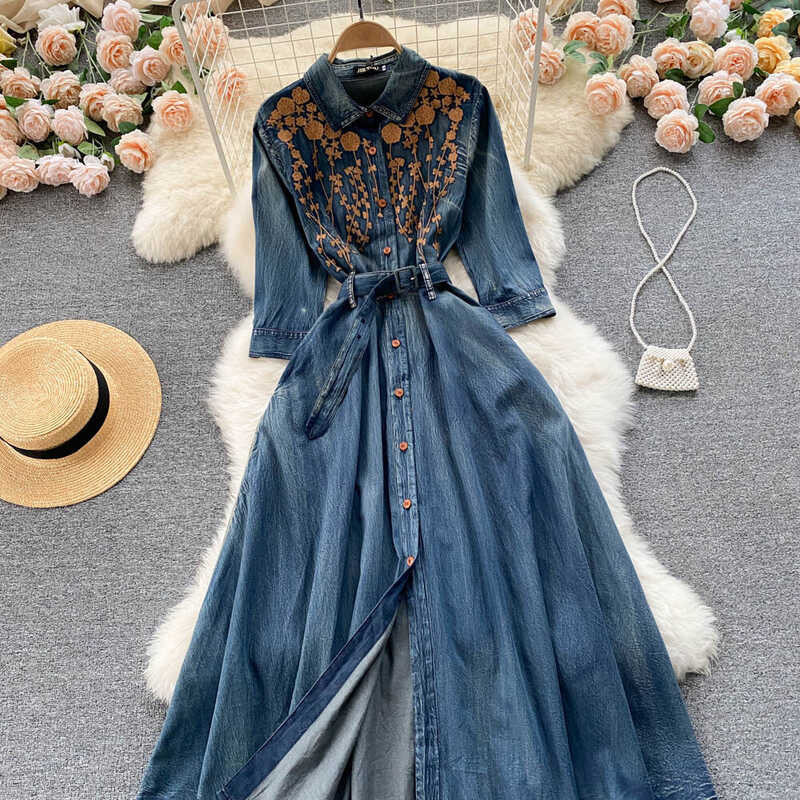 Ladies Niche High-end Temperament Hong Kong Flavor Retro Heavy Industry Embroidery Design Sense Lon
