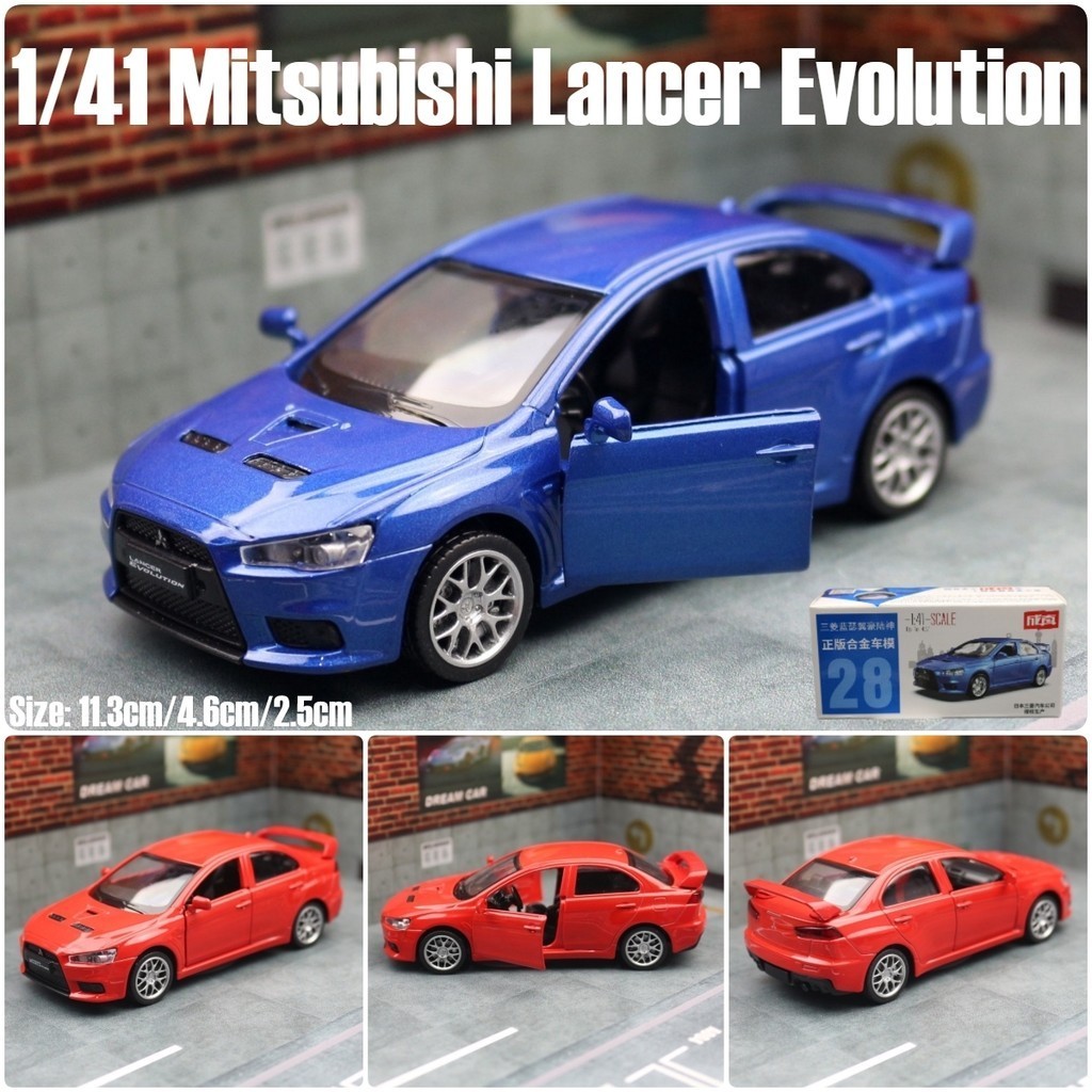 1:41 Mitsubishi Lancer Evolution EVO X รถลดแรงกดทับชั่วคราว รถDiecast