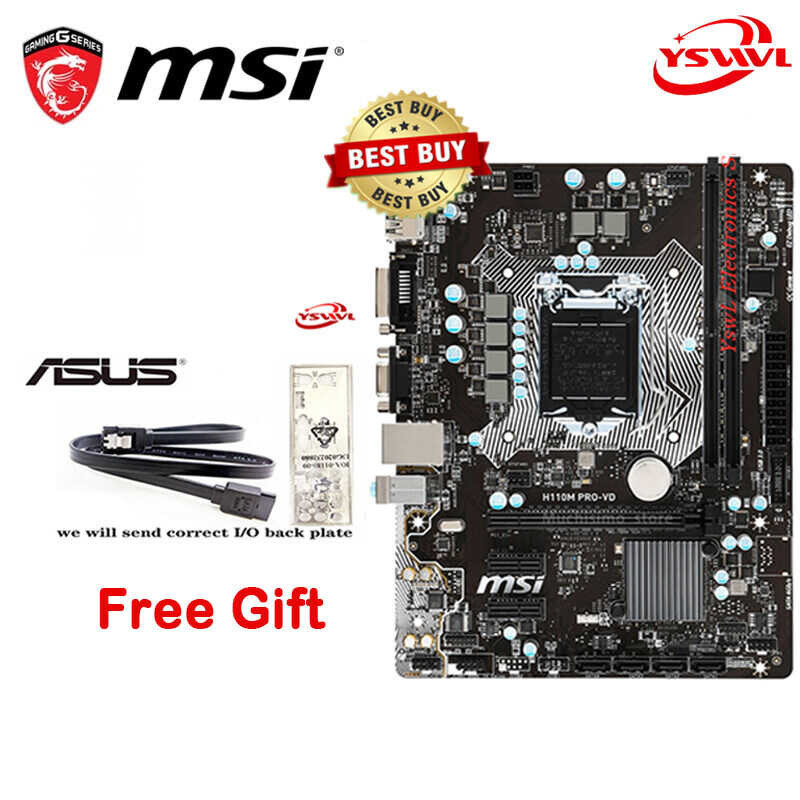 MSI LGA 1151 H110M PRO-VD Motherboard DDR4 Support Intel 6th-Gen i7 i5 i3 CPU 32GB PCI-E 3.0 USB3.0 