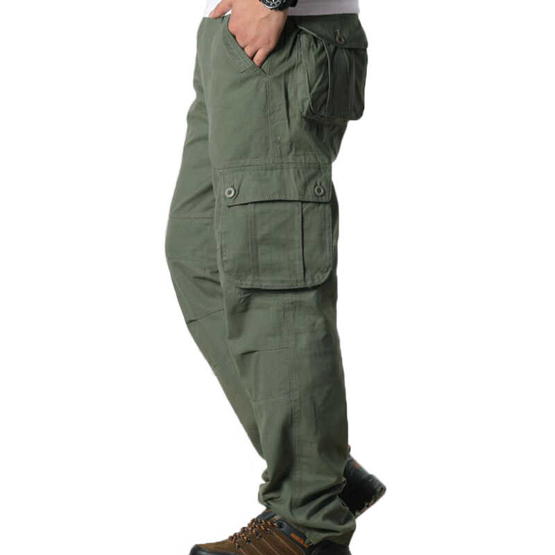 ❤️ กางเกง Cargo ผู้ชายผ้าฝ้าย Streetwear Army กระเป๋ากางเกง P