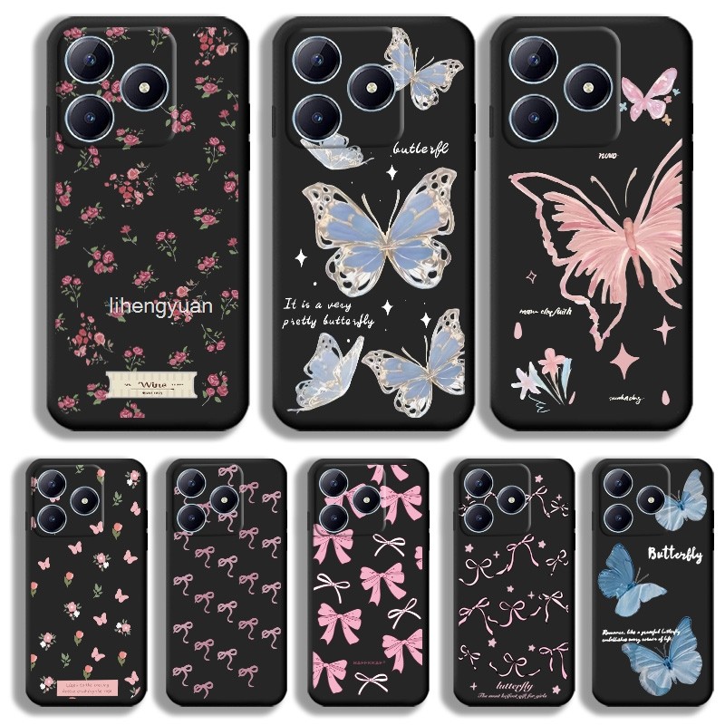 Angel Eyes Soft Case สําหรับ Realme C63 4G น่ารัก Bowknot Graffiti ปกภาษาอังกฤษ