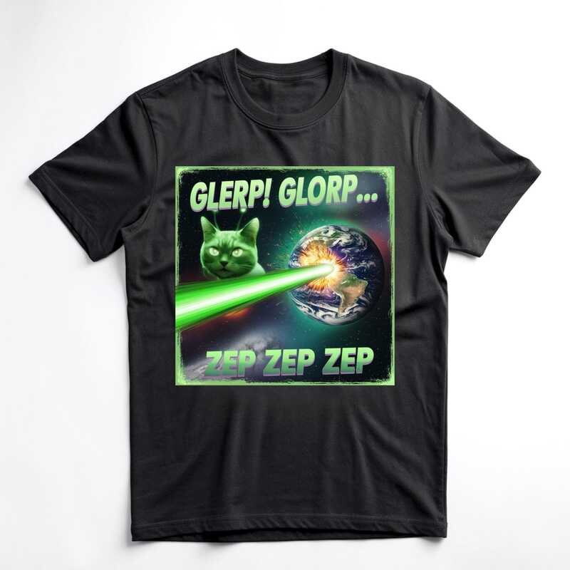 Glerp Glorp เสื้อแมวเอเลี่ยนตลก – Goofy Ahh Meme Tee, กราฟิกแมวโง่, Brainrot Aesthetic, Dank Humorขั