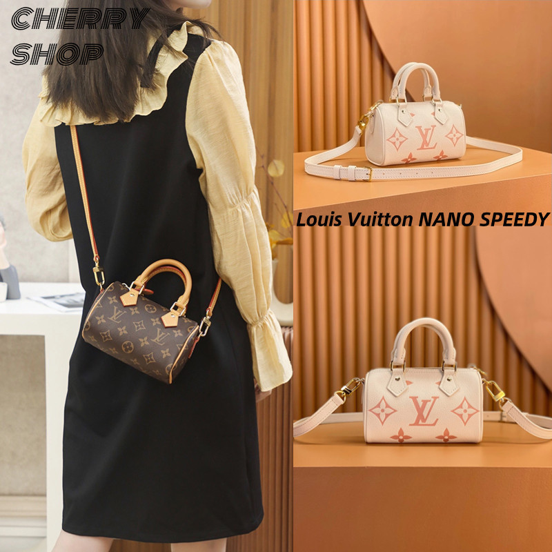 ♞หลุยส์วิตตอง Louis Vuitton NANO SPEEDY Bag / ผู้หญิง / กระเป๋าสะพายไหล่LV BAG
