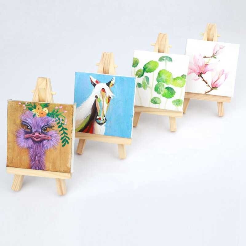 Sets 10 Mini Display Easel With Canvas 8X8cm Wedding Table Numbers Painting Hobby Painting Craft Di