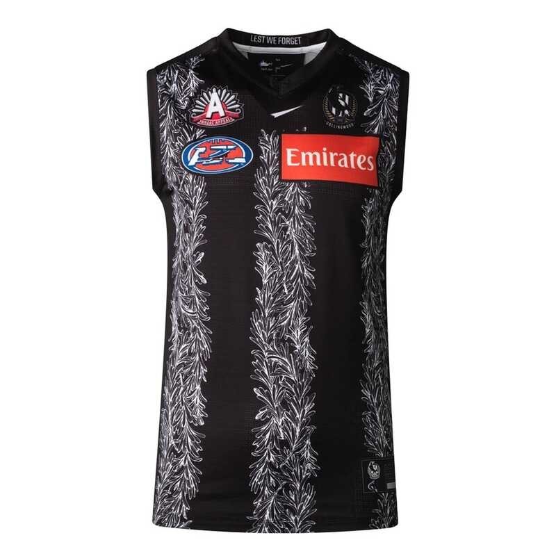 2021 AFL jersey Collingwood Magpies home Anzac indigenous guernsey singlet vest เสื้อบอล เ