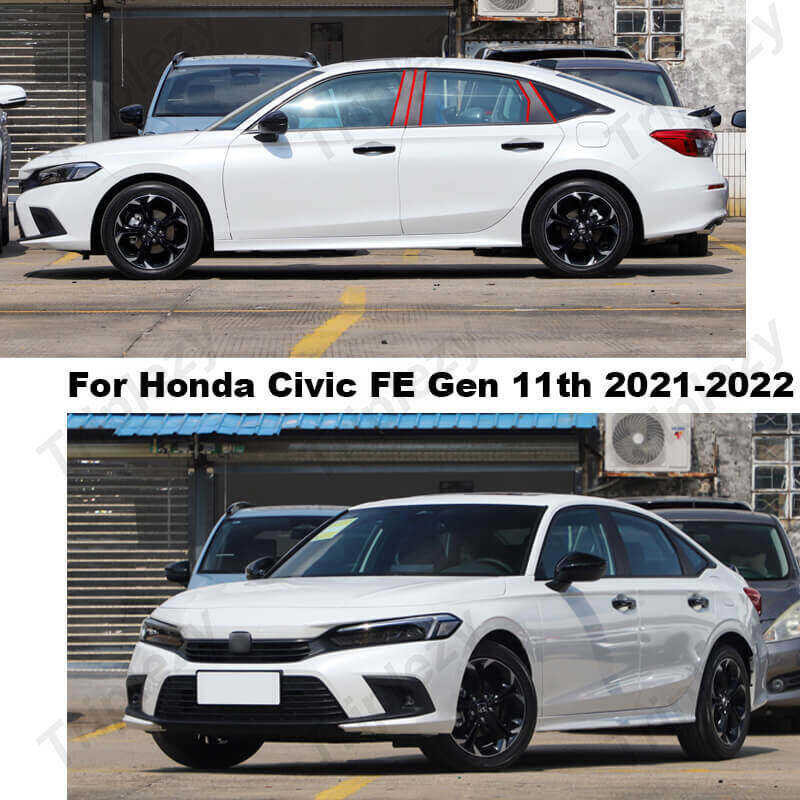 ❤ 6Pcs/Set Glossy Black/Carbon Fiber Car Door Window PC Plastic BC Pillar Posts Cover Trim Sticke