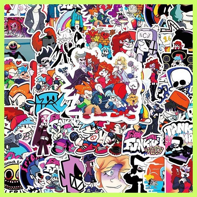 สติ๊กเกอร์ Friday Night Funkin (50 แผ่น) Friday Night Funkin สติ๊กเกอร์การ์ตูน Creative Fun เกม สินค